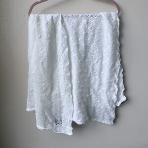 Kennebunk Baby Knit Blanket White USA Made Textured Baby Crib Throw 44” x 30”